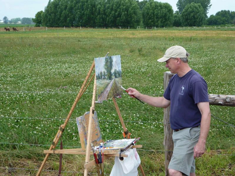 Mark Daly painting on his Take It Easel plein air easel