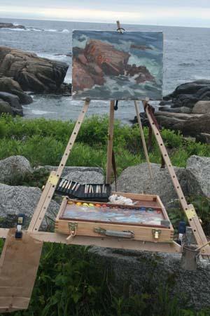 Gerard Blouin set up, painting en plein air on his Take It Easel.